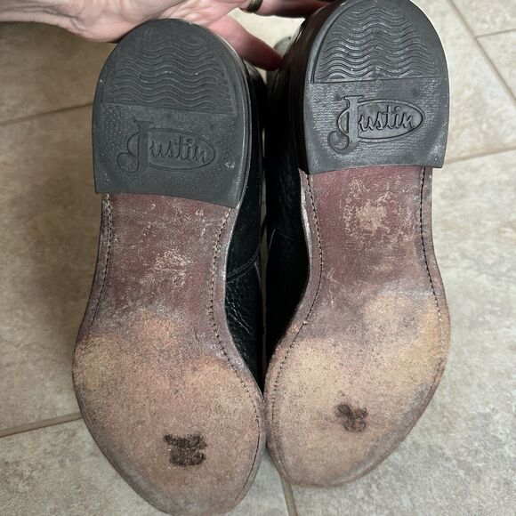 Vtg Justin Lace up Black Pebbled Bullhide Roper Boots 522 Kiltie Mens 8 1/2 D main image 4